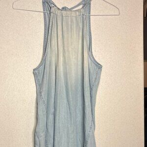 Anthropology Cloth&Stone Chambray Sleeveless Halter Sun Dress Shirt-Tail  Sz L